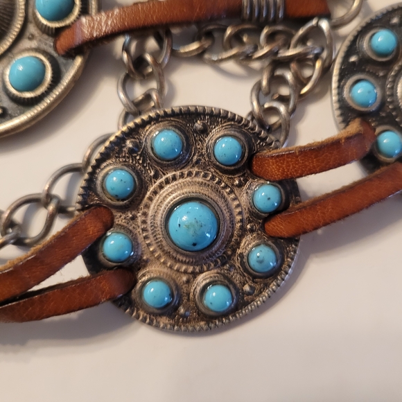 Blue and Brown Turquoise Stone Bracelet - Picture 7 of 14